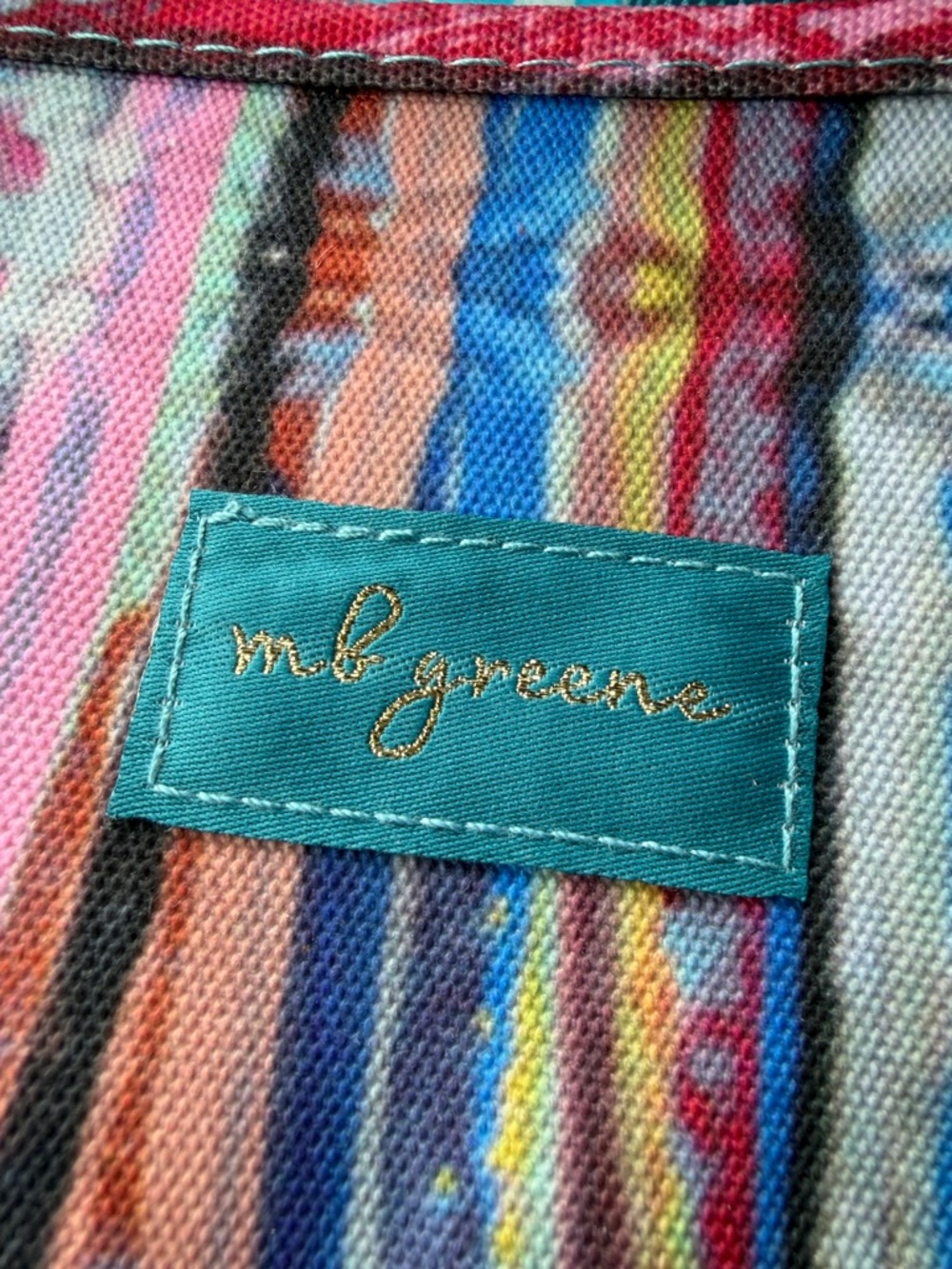 MB GREENE TOTE Colorful Striped with Teal Handles $98 NEW WITH TAGS - Picture 5 of 10